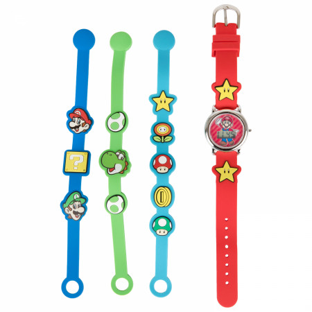 Super Mario Bros. Watch with 3-Piece Bracelet Pack